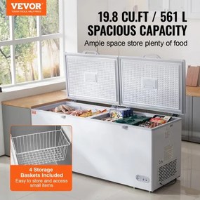 VEVOR Chest Freezer 19.8 cu.ft / 561 L Large Deep Freezer &amp; 4 Removable Baskets