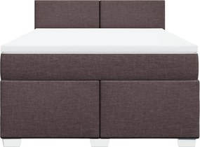 vidaXL Κρεβάτι Boxspring με Στρώμα Σκούρο Καφέ 140x200 εκ Υφασμάτινο