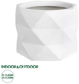 20742 GloboStar® Artificial Garden VARENNA 20742 Επιδαπέδιο Πολυεστερικό Τσιμεντένιο Κασπώ Γλάστρα - Flower Pot Λευκό Φ40 x Υ30cm