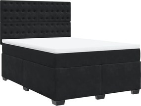 vidaXL Κρεβάτι Boxspring με Στρώμα Μαύρο 140x190 εκ. Βελούδινο