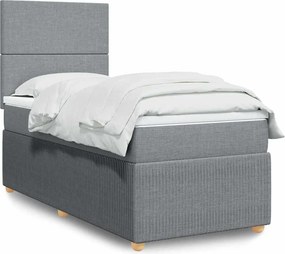vidaXL Κρεβάτι Boxspring με Στρώμα Ανοιχτό Γκρι 100x200 εκ. Υφασμάτινο