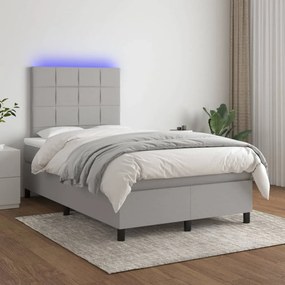 Κρεβάτι Boxspring με Στρώμα & LED Αν.Γκρι 120x200 εκ Υφασμάτινο