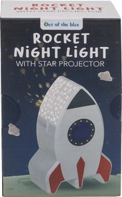 Λάμπα Νυχτός Πύραυλος Με Προτζέκτορα Αστεριών Μπαταρίας Πλαστικό 15cm