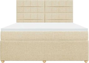 vidaXL Κρεβάτι Boxspring με Στρώμα Κρεμ 180x200 εκ. Υφασμάτινο