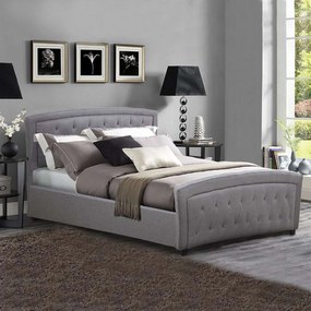 Κρεβάτι Odelia HM550.05 Με Ύφασμα Dark Grey Διπλό Ξύλο,Ύφασμα