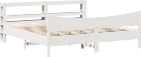 vidaXL Πλαίσιο Κρεβατιού με Κεφαλάρι Λευκό 200x200 εκ. από Μασίφ Πεύκο