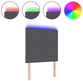 vidaXL LED Κεφαλάρι Σκούρο Γκρι 80 εκ Κορντούρας