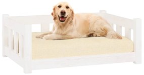 vidaXL Κρεβάτι Σκύλου Λευκό 75,5 x 75,5 x 28 εκ. από Μασίφ Ξύλο Πεύκου