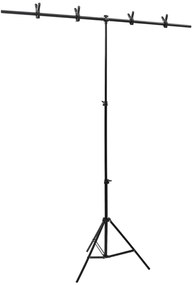 vidaXL Βάση Φόντου σε Σχήμα Τ Μαύρη 151x60x(70-200) εκ.