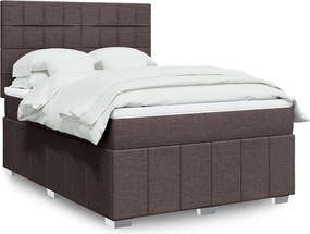 vidaXL Κρεβάτι Boxspring με Στρώμα Σκούρο Καφέ 140x200 εκ Υφασμάτινο