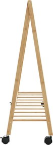 vidaXL Ράφι ρούχων με ράφια και ρόδες 106x34x106,5 cm Μπαμπού