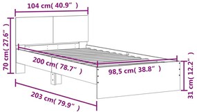 Πλαίσιο Κρεβατιού με Κεφαλάρι Sonoma Δρυς 100x200εκ. Επεξ. Ξύλο - Καφέ