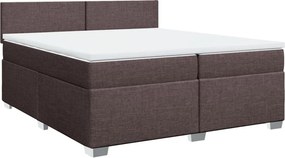 vidaXL Κρεβάτι Boxspring με Στρώμα Σκούρο Καφέ 200x200 εκ. Υφασμάτινο
