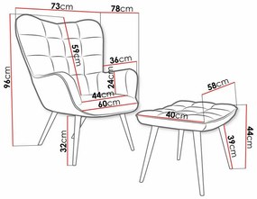 Πολυθρόνα Comfivo 320, Μπλε, 96x78x73cm, 14 kg, Ταπισερί, Πόδια: Μέταλλο | Epipla1.gr