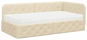 vidaXL Κρεβάτι Γωνίας με στρώμα με κεφαλάρι Κρεμ 90 x 190 cm ύφασμα