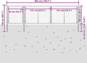 vidaXL Πόρτα Κήπου Ασημί 400x100 εκ. από Ατσάλι