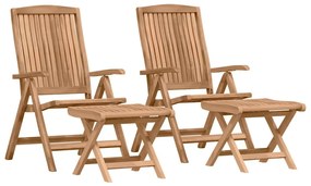 vidaXL Σέτ φαγητού για κήπο 4 pcs Καφέ Στερεό Ξύλο Τίκ