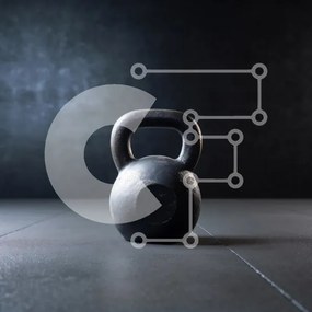 Intra Συλλεκτικό Ξύλινο Παζλ Plywood  4mm - Μαύρο Kettlebell σε δάπεδο με υφή Σε Ξύλινο Κουτί - Διαστάσεις: 10x10 cm – 25 κομμάτια