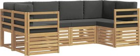 vidaXL Σαλονάκι Γωνιακού Καναπέ 6 pcs Άσπρο και Ανθρακί
