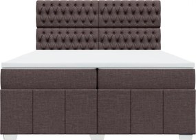 vidaXL Κρεβάτι Boxspring με Στρώμα Σκούρο Καφέ 200x200 εκ. Υφασμάτινο