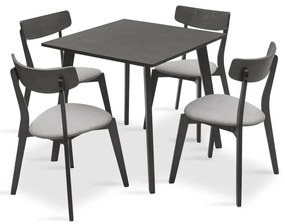 Intrahome Tραπεζαρία Benson - Toto Intrahome σετ 5τμχ rustic grey - ύφασμα grey 80x80x75εκ | SKU: INTRAPA-311111292