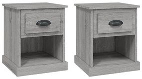 vidaXL Κομοδίνα 2 τεμ. Γκρι Sonoma 39x39x47,5 εκ. Επεξεργασμένο Ξύλο