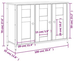 Μπουφές Μαύρος 100 x 35 x 70 εκ. από Επεξεργασμένο Ξύλο - Μαύρο