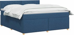 vidaXL Κρεβάτι box spring με στρώμα Μπλε 160 x 200 cm Ύφασμα