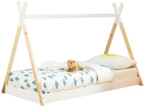 Κρεβάτι παιδικό MUNK τύπου Montessori Ξύλο Πεύκου Φυσικό - Λευκό 190x90 εκ. 190x90x140 εκ.