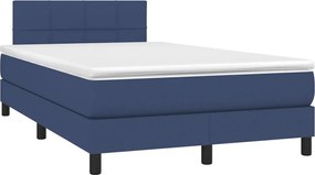 vidaXL Κρεβάτι Boxspring με Στρώμα &amp; LED Μπλε 120x190εκ. Υφασμάτινο