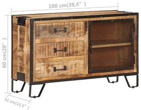 Ντουλάπι με Συρτάρια 100x31x60 εκ Μασίφ Ακατέργαστο Ξύλο Μάνγκο - Καφέ