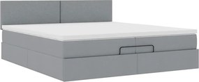 VidaXL Οθωμανικό κρεβάτι με στρώματα & LEDs Ανοιχτό γκρι ύφασμα