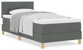 vidaXL Κρεβάτι με Σπίν και Ματράζ Σκούρο Γκρι 90x190 cm Ύφασμα