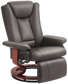 HOMCOM Πολυθρόνα Relax με Λειτουργία Ανάκλισης, Περιστρεφόμενη, έως 150 kg, Επένδυση από Τεχνητό Δέρμα, Ατσάλινο Πλαίσιο, Καφέ