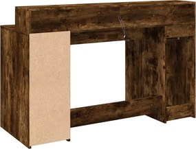 vidaXL Γραφείο με LED Καπνιστή δρυς 140x55x91 εκ. Επεξεργ. Ξύλο