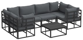 vidaXL Σετ Καναπέ Κήπου 7 pcs Μαύρο Αλουμίνιο