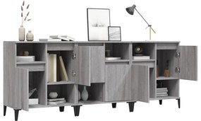 vidaXL Ντουλάπι 3 τεμ. Γκρι Sonoma 60x35x70 εκ. από Επεξεργασμένο Ξύλο