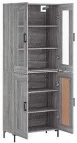 vidaXL Ντουλάπι Γκρι Sonoma 69,5 x 34 x 180 εκ. Επεξεργασμένο Ξύλο