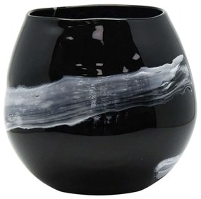 Βάζο Φυσητό Γραμμή 15-00-23923 Φ23x22,5cm Black-White Marhome Glass