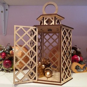 Intra απο ξύλο plywood 3mm-4mm πάχος - Ρουστίκ Ξύλινο Φανάρι Δίασταση 30x30 cm Intraeaxys-m1d6pjd7