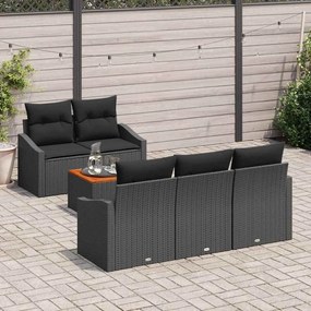 vidaXL Σετ Καναπέ Κήπου 6 pcs Μαύρο