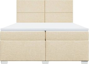 vidaXL Κρεβάτι Boxspring με Στρώμα Κρεμ 200x200 εκ. Υφασμάτινο