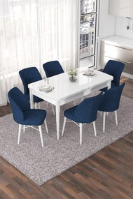 Extendable Dining Table &amp; Chairs Set (7 Pieces) Nef - White, Navy Blue White
Navy Blue