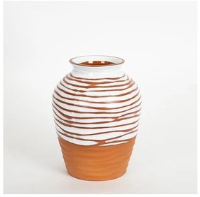 Βάζο Κεραμικό Τερακότα &amp; Άσπρο 15.6x15.6x19.8cm 752-20234 Estheti-752-20234-Καφέ 752-20234