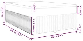 Κρεβάτι Boxspring με Στρώμα Αν. Πράσινο 160x200εκ Υφασμάτινο - Γκρι