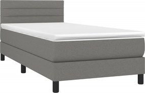 vidaXL Κρεβάτι Boxspring με Στρώμα &amp; LED Σκ.Γκρι 80x200 εκ. Υφασμάτινο