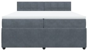 vidaXL Κρεβάτι Boxspring με Στρώμα Σκούρο Γκρι 200x200 εκ. Βελούδινο