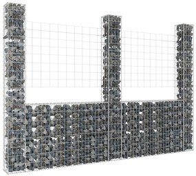 vidaXL Συρματοκιβώτια σε U Σχήμα με 3 Στύλους 260x20x200 εκ Σιδερένιο