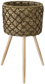 Κασπώ Samos 20305 Φ32x58cm Beige-Brown GloboStar Grass,Ξύλο