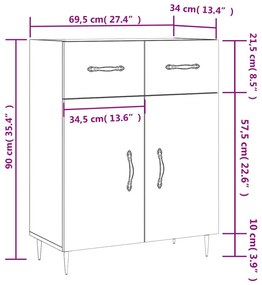 Ντουλάπι Καπνιστή Δρυς 69,5 x 34 x 90 εκ. Επεξεργασμένο Ξύλο - Καφέ